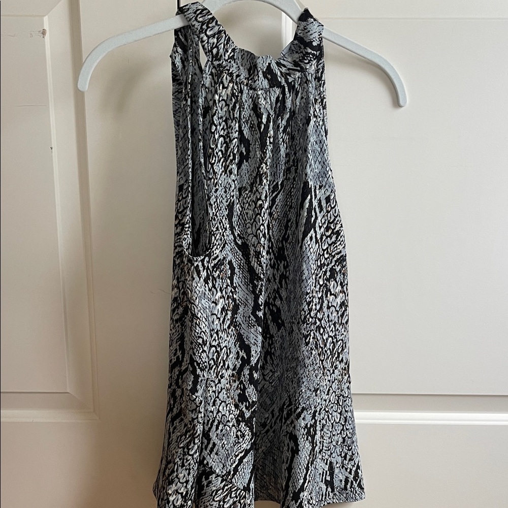 fab'rik Black and White Snake Print Tank Top